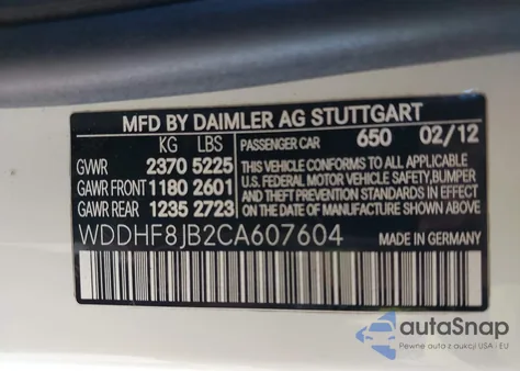 2012 Mercedes-Benz E 350 4Matic from USA, damaged, VIN WDDHF8JB2CA607604